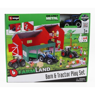 BURAGO NEW HOLLAND SET FARM BARN & TRACTOR PLAY T7.315 TRACTOR 2009 - BLUE 1/50
