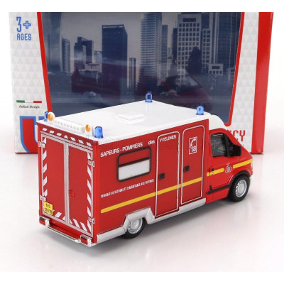 BURAGO RENAULT MASTER VAN VEHICULE DE SECOURS ET D'ASSISTANCE AUX VICTIMES AMBULANCE SAPEURS POMPIER 1994 - RED WHITE 1/50
