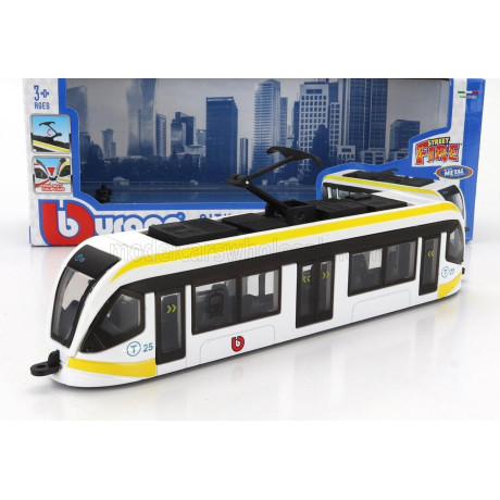 BURAGO TRAM CITY TRAM AUTOBUS - WHITE YELLOW BLACK 1/50