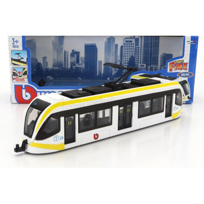 BURAGO TRAM CITY TRAM AUTOBUS - WHITE YELLOW BLACK 1/50