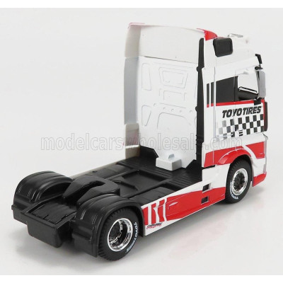 BURAGO MERCEDES BENZ ACTROS 2 GIGASPACE TRACTOR TRUCK 2-ASSI TOYO TIRES 2016 - WHITE RED 1/43