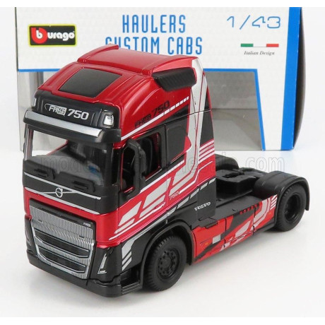 BURAGO VOLVO FH16 XL 750 EURO 6 CAB TRACTOR TRUCK 2-ASSI 2018 - RED MET BLACK 1/43