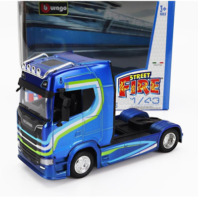 BURAGO SCANIA S770 V8 TRACTOR TRUCK 2-ASSI 2021 - BLUE 1/43