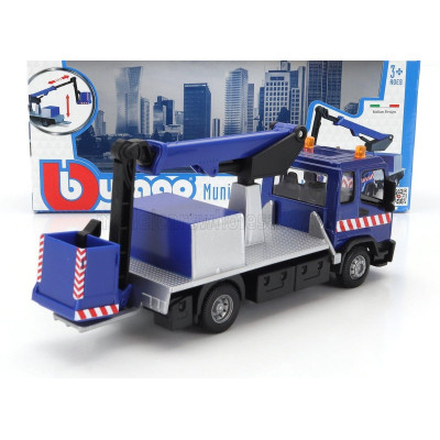 BURAGO MAN TRUCK GRU CRANE ELEVATOR CON PIATTAFORMA CESTELLO 2-ASSI 2010 - BLUE SILVER 1/43
