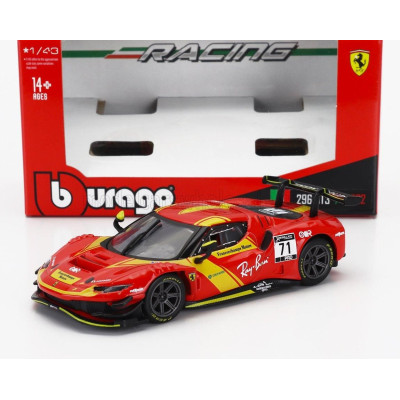 BURAGO FERRARI 296 GT3 3.0L TWIN TURBO V6 N 71 RACING 2023 - RED YELLOW 1/43