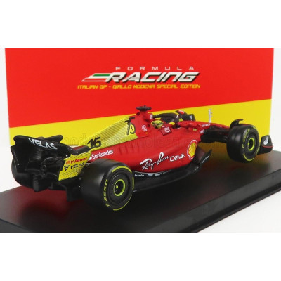 BURAGO FERRARI F1-75 SCUDERIA FERRARI N 16 2nd MONZA GP ITALY (POLE POSITION) 2022 CHARLES LECLERC - WITH HELMET AND PLASTIC SHO