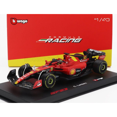BURAGO FERRARI F1  SF-23 TEAM SCUDERIA FERRARI N 16 4th MONZA ITALY GP 2023 CHARLES LECLERC - WITH PILOT AND SHOWCASE - RED BLAC