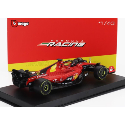 BURAGO FERRARI F1  SF-23 TEAM SCUDERIA FERRARI N 16 4th MONZA ITALY GP 2023 CHARLES LECLERC - WITH PILOT AND SHOWCASE - RED BLAC