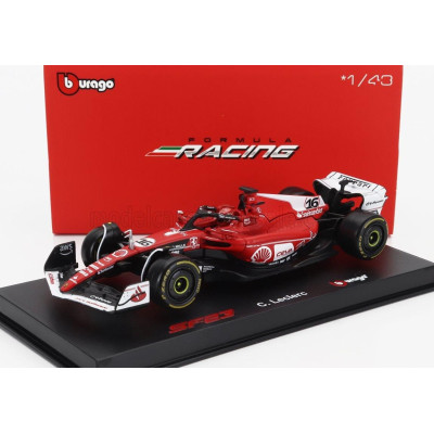 BURAGO FERRARI F1  SF-23 TEAM SCUDERIA FERRARI N 16 2nd LAS VEGAS USA GP 2023 CHARLES LECLERC - WITH PILOT AND SHOWCASE - RED WH
