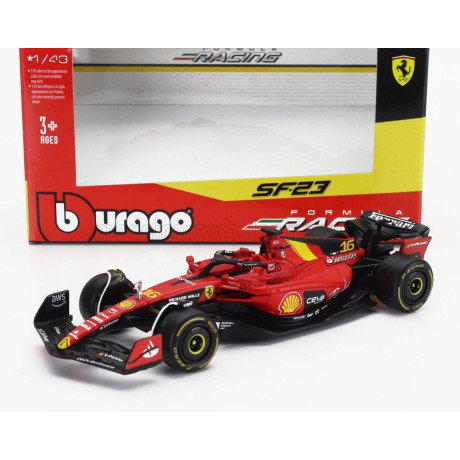 BURAGO FERRARI F1  SF-23 TEAM SCUDERIA FERRARI N 16 4th MONZA ITALY GP 2023 CHARLES LECLERC - RED BLACK YELLOW 1/43