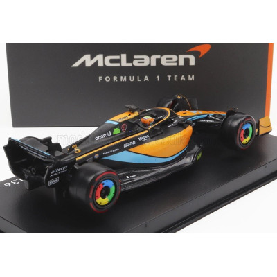 BURAGO McLAREN F1  MCL36 TEAM MCLAREN N 3 AUSTRALIAN GP 2022 DANIEL RICCIARDO - WITH HELMET AND PLASTIC SHOWCASE - ORANGE LIGHT