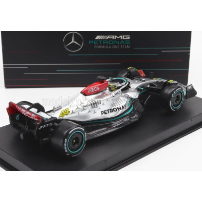 BURAGO MERCEDES GP F1 W13E TEAM MERCEDES-AMG PETRONAS F1 N 44 SEASON 2022 LEWIS HAMILTON - WITH HELMET AND PLASTIC SHOWCASE - SI