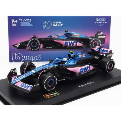 BURAGO ALPINE F1  A523 TEAM BWT ALPINE F1 N 10 SEASON 2023 PIERRE GASLY - CON PILOTA E VETRINA - WITH PILOT AND SHOWCASE - BLUE