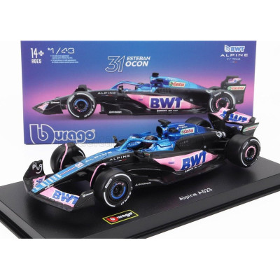 BURAGO ALPINE F1  A523 TEAM BWT ALPINE F1 N 31 SEASON 2023 ESTEBAN OCON - CON PILOTA E VETRINA - WITH PILOT AND SHOWCASE - BLUE