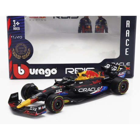 BURAGO RED BULL F1  RB19 TEAM ORACLE RED BULL RACING N 1 WORLD CHAMPION WINNER AUSTIN USA GP 2023 MAX VERSTAPPEN - MATT BLUE 1/4