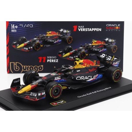 BURAGO RED BULL F1  RB19 TEAM ORACLE RED BULL RACING N 11 4th AUSTIN USA GP 2023 SERGIO PEREZ - WITH PILOT AND SHOWCASE - MATT B
