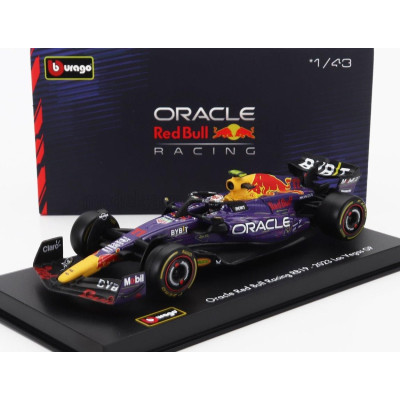 BURAGO RED BULL F1  RB19 TEAM ORACLE RED BULL RACING N 11 3rd LAS VEGAS USA GP 2023 SERGIO PEREZ - WITH PILOT AND SHOWCASE - PUR