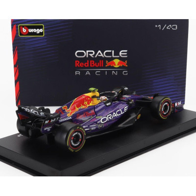 BURAGO RED BULL F1  RB19 TEAM ORACLE RED BULL RACING N 11 3rd LAS VEGAS USA GP 2023 SERGIO PEREZ - WITH PILOT AND SHOWCASE - PUR