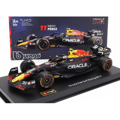 BURAGO RED BULL F1  RB19 TEAM ORACLE RED BULL RACING N 11 SEASON 2023 SERGIO PEREZ - CON PILOTA E VETRINA - WITH PILOT AND SHOWC