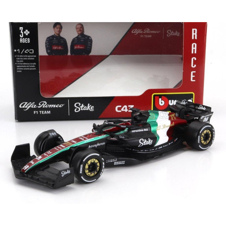 BURAGO ALFA ROMEO F1  C43 TEAM STAKE N 77 MONZA ITALY GP 2023 VALTTERI BOTTAS - BLACK RED WHITE GREEN 1/43