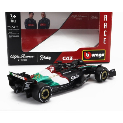 BURAGO ALFA ROMEO F1  C43 TEAM STAKE N 77 MONZA ITALY GP 2023 VALTTERI BOTTAS - BLACK RED WHITE GREEN 1/43