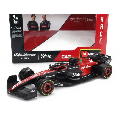 BURAGO ALFA ROMEO F1  C43 TEAM STAKE N 24 SEASON 2023 GUANYU ZHOU - BLACK RED 1/43