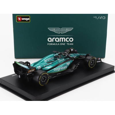 BURAGO ASTON MARTIN F1  AMR23 TEAM ARAMCO COGNIZANT N 18 SEASON 2023 LANCE STROLL - WITH PILOT AND SHOWCASE - GREEN 1/43