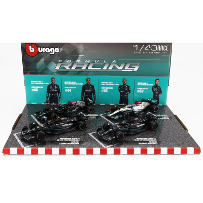 BURAGO MERCEDES GP SET F1  4X W14 TEAM MERCEDES-AMG PETRONAS FORMULA ONE N 44 SEASON 2023 LEWIS HAMILTON - N 63 SEASON 2023 GEOR