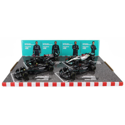 BURAGO MERCEDES GP SET F1  4X W14 TEAM MERCEDES-AMG PETRONAS FORMULA ONE N 44 SEASON 2023 LEWIS HAMILTON - N 63 SEASON 2023 GEOR