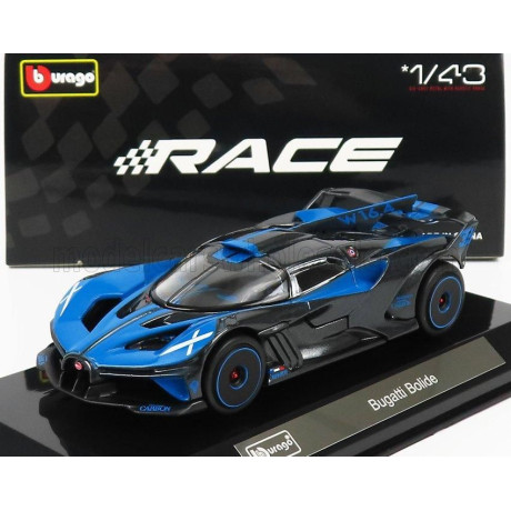 BURAGO BUGATTI BOLIDE W16 8.0 FOUR-TURBO 1850hp 500km/h 2020 - CON VETRINA - WITH SHOWCASE - BLUE BLACK 1/43