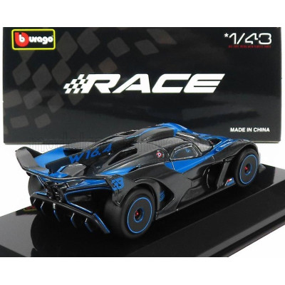 BURAGO BUGATTI BOLIDE W16 8.0 FOUR-TURBO 1850hp 500km/h 2020 - CON VETRINA - WITH SHOWCASE - BLUE BLACK 1/43