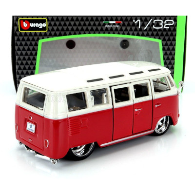 BURAGO VOLKSWAGEN T1 SAMBA MINIBUS CUSTOM 1967 - RED WHITE 1/32