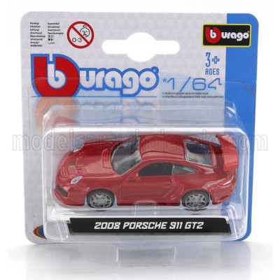 BURAGO PORSCHE 911 997 GT2 COUPE 2008 - RED 1/64