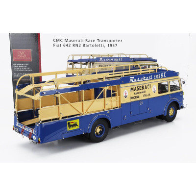 CMC FIAT 642RN2 TRUCK BARTOLETTI MASERATI CAR TRANSPORTER 1957 - BLUE YELLOW 1/18