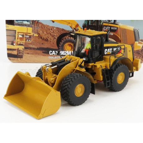 DM MODELS CATERPILLAR CAT982M RUSPA GOMMATA - SCRAPER TRACTOR WHEEL LOADER - YELLOW BLACK 1/50