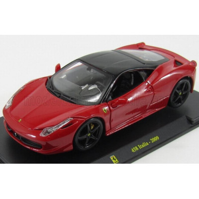 EDICOLA FERRARI 458 ITALIA 8C 2009 - CON VETRINA - WITH SHOWCASE - RED BLACK 1/24