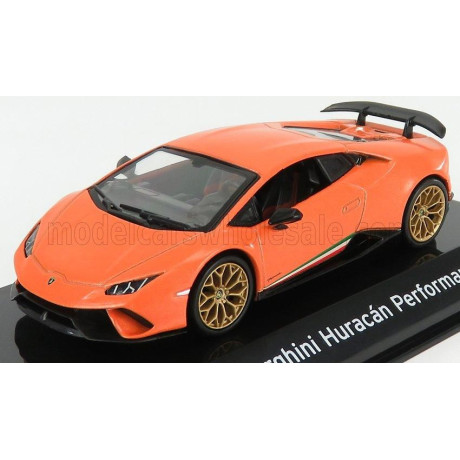 EDICOLA LAMBORGHINI HURACAN PERFORMANTE 2017 - CON VETRINA - WITH SHOWCASE - ORANGE MET 1/43