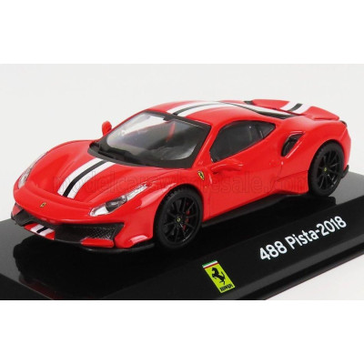 EDICOLA FERRARI 488 PISTA 2018 - CON VETRINA - WITH SHOWCASE - RED 1/43