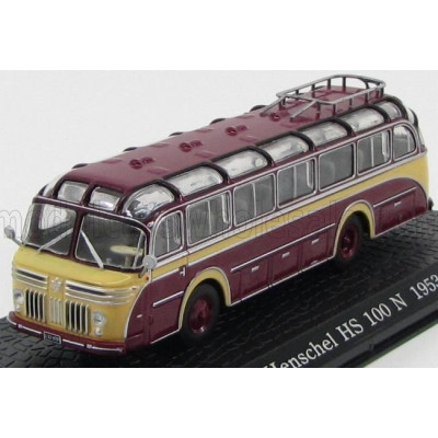 EDICOLA HENSCHEL HS100N AUTOBUS 1953 - DAMAGE DISPLAY BOX - BORDEAUX CREAM 1/72
