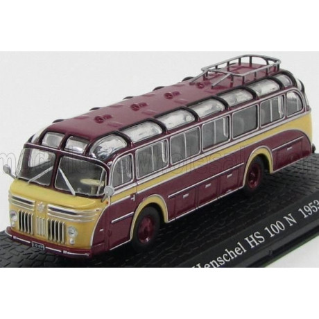 EDICOLA HENSCHEL HS100N AUTOBUS 1953 - DAMAGE DISPLAY BOX - BORDEAUX CREAM 1/72