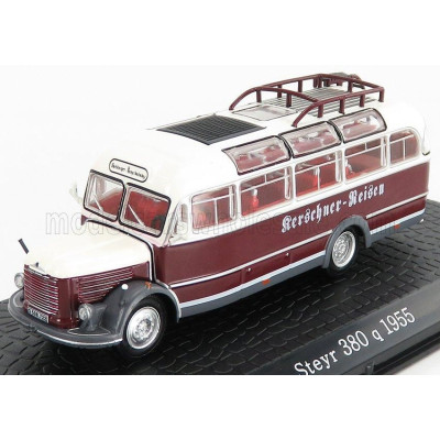 EDICOLA STEYR 380q AUTOBUS 1955 - DAMAGE DISPLAY BOX - BORDEAUX WHITE 1/72