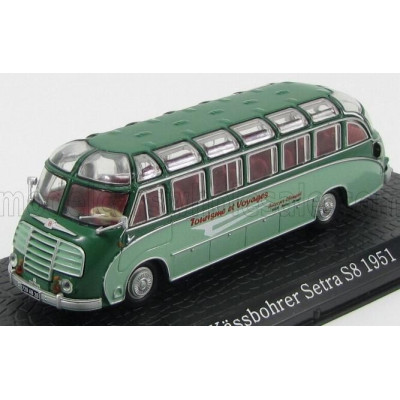EDICOLA SETRA KASSBOHRER S8 AUTOBUS TOURISME ET VOYAGES 1951 - DAMAGE DISPLAY BOX - 2 TONE GREEN 1/72