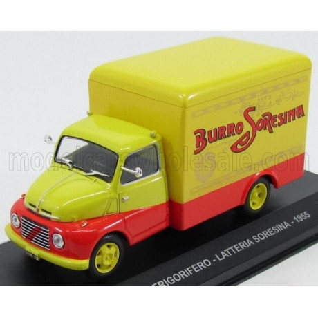 EDICOLA FIAT 615N TRUCK VAN FRIGORIFERO 1955 - BURRO LATTERIA SORESINA - YELLOW RED 1/43