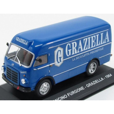 EDICOLA OM FIAT LEONCINO TRUCK FURGONE VAN 1964 - GRAZIELLA LA BICICLETTA PIEGHEVOLE - BLUE 1/43