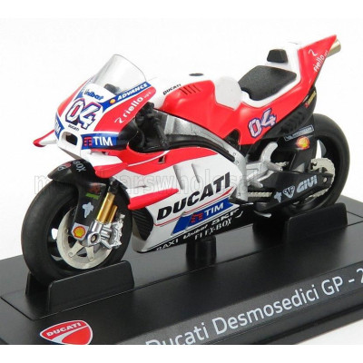EDICOLA DUCATI GP16 TEAM DUCATI N 4 SEASON MOTOGP 2016 ANDREA DOVIZIOSO - DAMAGE DISPLAY BOX - RED WHITE 1/24