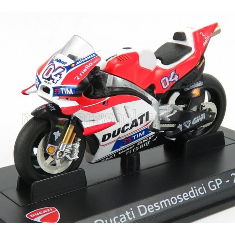 EDICOLA DUCATI GP16 TEAM DUCATI N 4 SEASON MOTOGP 2016 ANDREA DOVIZIOSO - DAMAGE DISPLAY BOX - RED WHITE 1/24