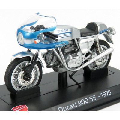 EDICOLA DUCATI 900SS 1975 - DAMAGE DISPLAY BOX - SILVER BLUE 1/24