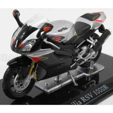 EDICOLA APRILIA RSV 1000R 2010 - DAMAGE DISPLAY BOX - SILVER BLACK 1/24