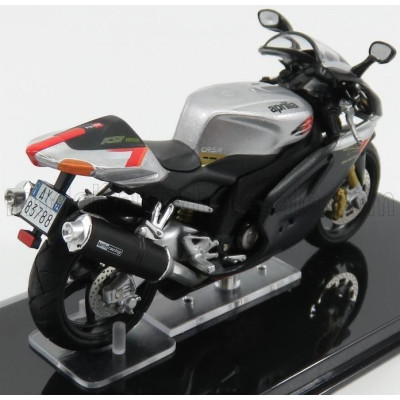EDICOLA APRILIA RSV 1000R 2010 - DAMAGE DISPLAY BOX - SILVER BLACK 1/24