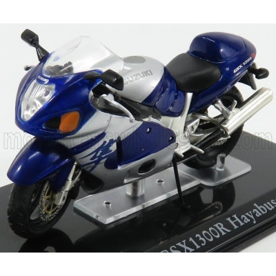 EDICOLA SUZUKI GSX1300R HAYABUSA - DAMAGE DISPLAY BOX - BLUE MET SILVER 1/24